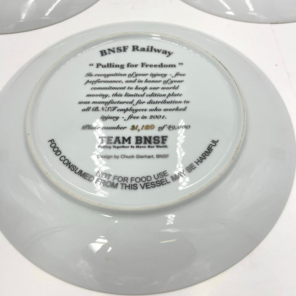 BNSF Railway Collector Train Safety Award Plate Set of 3 (2001, 2002, 2005) - Picture 8 of 10